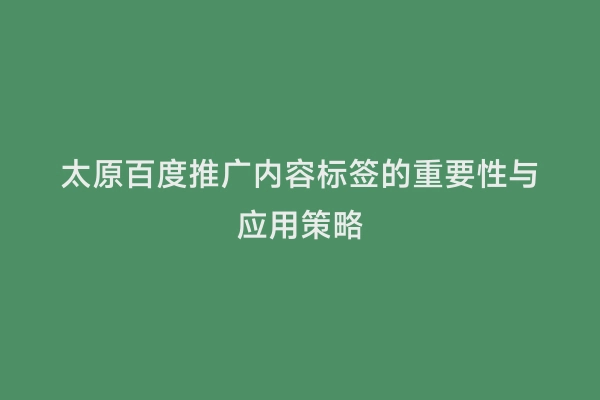 太原百度推广内容标签的重要性与应用策略
