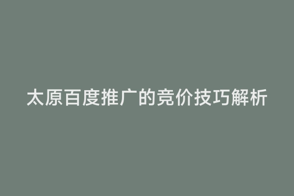 太原百度推广的竞价技巧解析